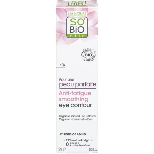 So'Bio Étic | Anti-Fatigue Smoothing Eye Contour | Organic Eye Cream for Brightening & Plumping Under Eye Bags, Dark Circles, Wrinkles & Anti-Aging | 0.51 fl oz