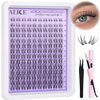 ALICE Cluster Eyelash Extension Kit Natural Wispy Lash Clusters Kit Lash Extension Kit Clear Band 168pcs C Curl 11-13mm Individual Lashes with Lash Glue Bond and Seal Self Application at Home