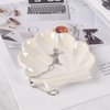 TIGERMILLION Shell Trinket Dish, Ceramic Ring Holder/Jewelry Tray, Cute Organizer Plate Vanity Decorations Accessories for Home Décor Bathroom