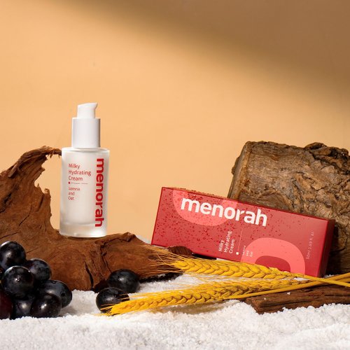 menorah skincare - Milky Hydrating Cream - with Lemna and Oat, Facial Lotion, Ultra Lightweight, for Adults, Moisturizer Face Cream, Natural Skin Brightening, Daily Beauty Routine