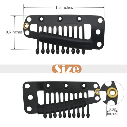 Dreamlover Wig Clips, Hair Extension Clips, Wig Clips to Secure Wig, 10 Teeth, Black, 30 Pieces