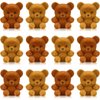 Deekin 36 Pcs Mini Flocked Bear Miniature Stuffed Plush Bear Tiny Decoration for Birthday Cake 1'' Valentine's Day Party Favor Small Bag Charm for Baby Shower Wedding DIY Supplies, Brown, Light Brown