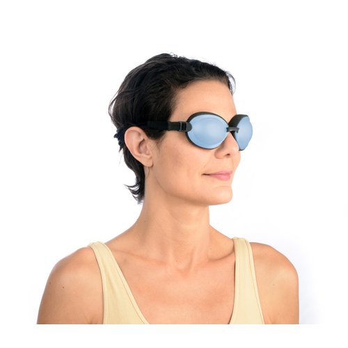 Eye Eco Tranquileyes Mini Sleep Eye Mask – Dark Eye Mask for Dry, Irritated Eyes - Improve Sleep with Soft Comfort Eye Shade - Adjustable Straps Creates Darkness – Travel, Nap, Regular Sleep - Blue