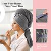 MABAO Microfiber Hair Towel Wrap for Women, Quick Dry Hair Turban Towel with Elastic Band, Microfiber Plopping Towel for Curly Hair, Long & Thick Hair 26.3" X 40" (Gray)