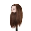 Male Mannequin Head 100% Human Hair Training Head 14 Inch Barber Mannequin Head Manikin Cosmetology Doll Head for Hair Styling and Practice with Wig Clamp Stand (with Beard,Brown)
