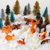 Macarrie 34 Pieces Woodland Animal Figurine Winter Creature Figure Wild Animal Toys Miniature Jungle Creatures Playset Bear Rabbit Squirrel Cake Toppers Gift for New Year Animal Birthday Decorations