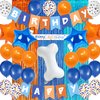 Blue Birthday Party Decorations 29pcs Blue Dog Birthday Party Supplies Includes Blue and Orange happy birthday Banner, Sash, Star Bone Foil Balloons, Latex Balloon, Fringe Curtain