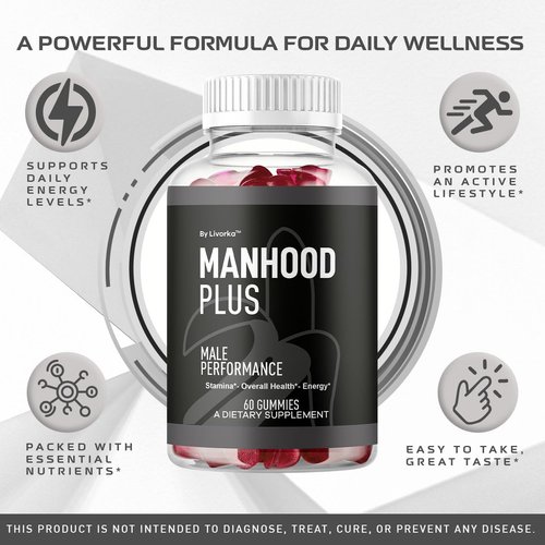 LIVORKA (2 Pack) Manhood Plus - Manhood Plus Gummies for Men, Manhood Plus 1050mg Gummy, 120 Gummies for 2 Months