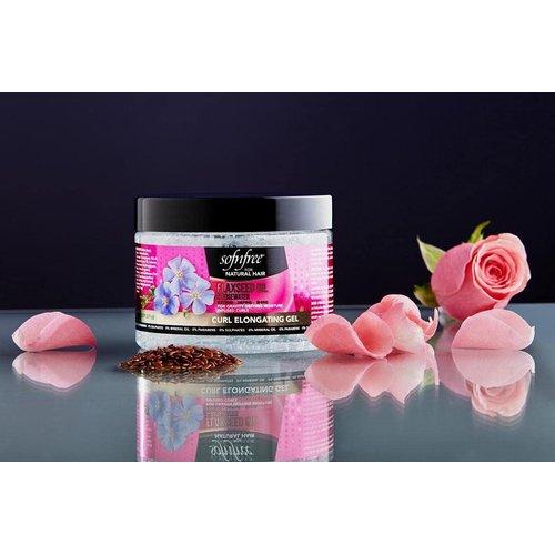 Sofn'Free Curl Elongating Gel with Flaxseed Oil & Rosewater - Curl Elongator for Natural Coils and Waves - Moisturizing Hair and Scalp Treatment, 11 Fl Oz (Pack of 1)