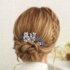 Casdre Crystal Bride Wedding Hair Pins Silver Pearl Bridal Hair Pieces Flower Hair Accessories for Women and Girls(Pack of 3) (B Blue)