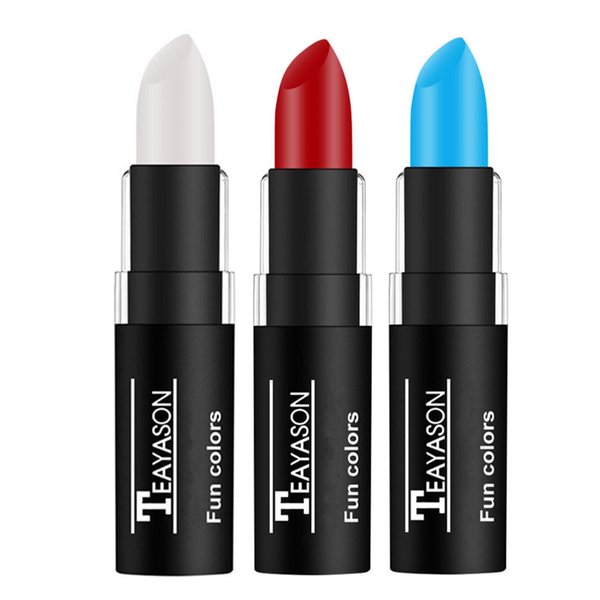 Go Ho 3 PCS Red White and Blue Face Paint Stick - Waterproof Eye Black Stick,Face Body Paint Professional Halloween SFX Corpse Bride Sally Makeup,4th of July Face Paint &Lip Smacking Sticks