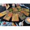KLKOKVKE Tarot Cards Set for Beginners with Guide Book, Meanings on Them, PVC Waterproof, Including Card Holder, Table Mat, Seven Chakra Stones, and Crystal Pendulum(Golden 05)