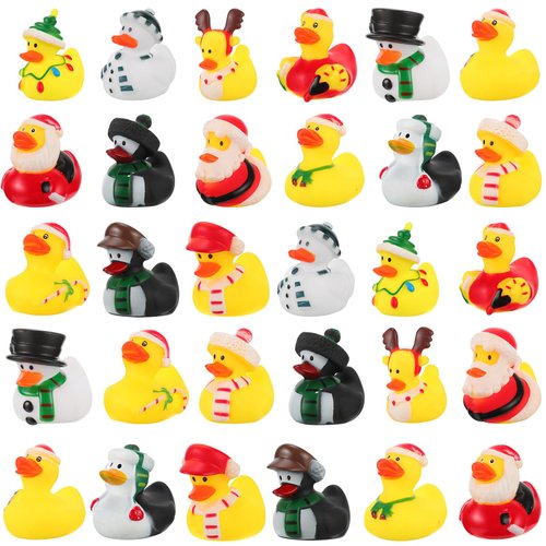 30 Pcs Rubber Ducks, 2 Sets of Rubber Ducks in 2 Inch Holiday Rubber Ducks Bath Toys for Ducks Ducking Rubber Duckies Party Favors Stocking Stuffers for Kids Boys Girls