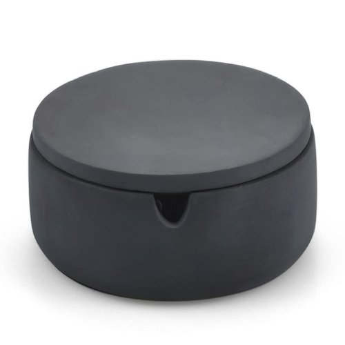 FREELOVE GUOJ Concrete Cigarette Ashtray with Lid & Stainless Steel Liner, Windproof Cement Ash Tray for Indoor or Outdoor Use, Patio, Office & Home(Dark Grey G)