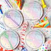 96PCS Happy Birthday Party Supplies Iridescent Glitter Diamond Theme Party Decorations Set Include Paper Plates, Napkins, Forks Disposable Tableware for Women, Girls Birthday Party, Serves 24 Guests