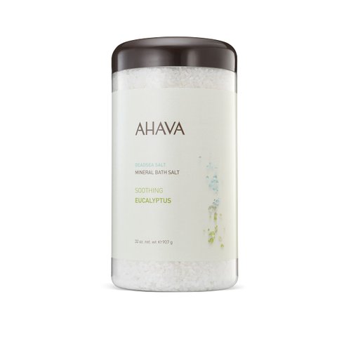 AHAVA Dead Sea Mineral Bath Salt, Soothing Eucalyptus - Intense Relaxation for Body & Mind, Elevates Moisture, Softens & Eases Sore Muscles, Enriched by Exclusive Dead Sea Salt & Osmoter blend, 32 Oz