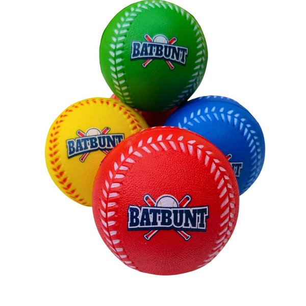 BATBUNT Foam Baseballs for Kids, Teenager Players Training Balls, Squishy Practice Baseballs for Hitting or Replacement Balls Soft Tballs - 4Pcs (Red, Blue, Yellow, Green)