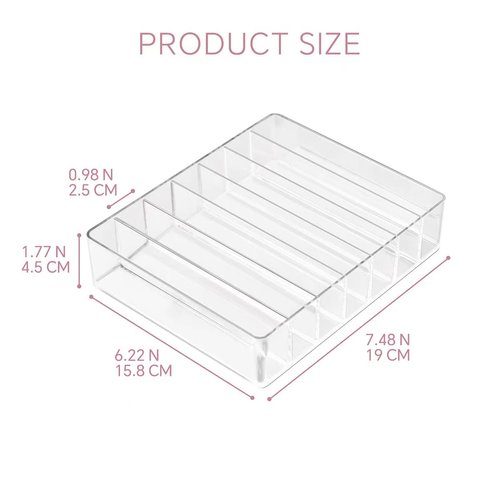 WECHENG Makeup Organizer for Eyeshadow Palette and Lipstick Organizer, 7 Section Divided Makeup Palette Organizer for Vanity Drawer Countertop Modern Cosmetics Storage(7.48" x 6.22" x 1.77")