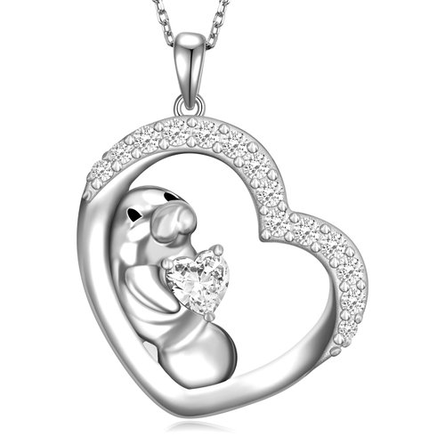 Feijiesi Manatee Necklace 925 Sterling Silver Sea Cow Pendant Necklace Cute Animal Jewelry Gifts for Women Animal Lover