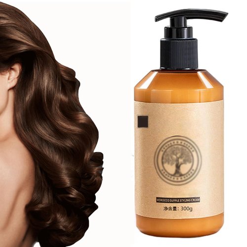 Moroccan Curl Defining Cream, 300g Long-Lasting Styling Moroccan Volume Moisturizing Elasticity, Morocco Moisture Styling Elastin, Elastina Para el Cabello(1PCS)