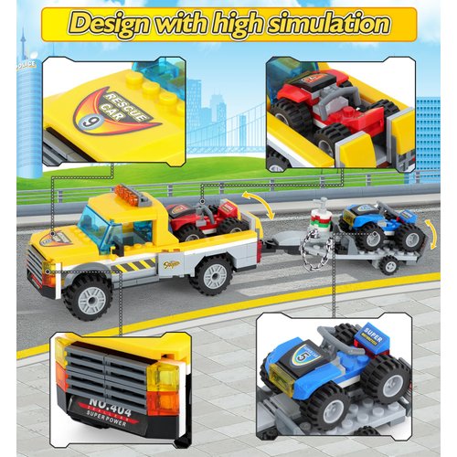 City Race Buggy Transporter Building Set,324 PCS 3 in 1 City Service Truck Cars Building Blocks Kit,STEM Vehicles Toys,Construction Playset Birthday Xmas Gifts for Kids Boys 6 7 8 9 10-Year-Old