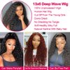 13X6 Deep Wave Lace Front Wigs Human Hair 180% Density HD Transparent Deep Water Curly Lace Front Wigs For Women Pre Plucked with Baby Hair Glueless Lace Frontal Wigs Human Hair 26inch