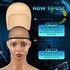 Wavwavw 6 Pcs Bald Caps Makeup Latex Bald Head Wig Cap Bald Hat Cosplay Makeup Costume Accessories for Women Men, Beige and Black