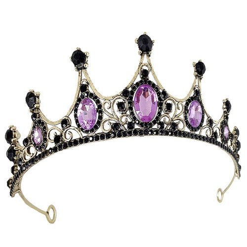 Crystal Bridal Crown Baroque Crystal Tiara for Women Rhinestone Crown Wedding Bridal Headband For Halloween Party Purple Black Baroque Queen Crown