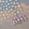 Flower Nail Art Stickers Decals Cute Daisy Embossed Nail Stickers Cute White Daisy Floral Petals Design Self-Adhesive Nail Decals Jelly Nails Manicure Slider for Summer Nail Art Decorations Supplies