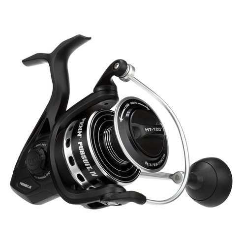 PENN Pursuit IV Inshore/Nearshore Spinning Fishing Reel, Size 6000, HT-100 Front Drag, Max of 20lb, 5 Sealed Stainless Steel Ball Bearing System, Built with Carbon Fiber Drag Washers,Black/Silver