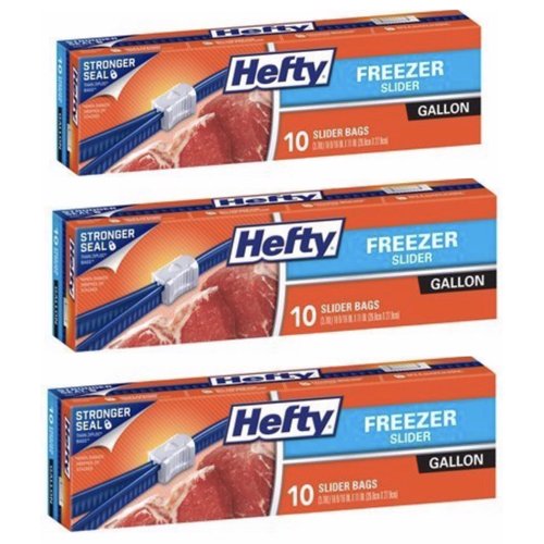 Hefty Slider Gallon Freezer Bags 10 Count (Pack of 3)
