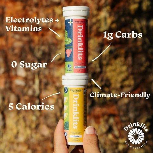 Drinklits Strawberry Daily Immune Support Tablets | 0g Sugar - Vitamin C - Electrolytes - Botanical Blend | Single Tube (10 Tablets/Servings)