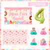 LXlucktim Four Ever Donut Sweet Birthday Decorations for girl, 131 Pcs Donut 4th Birthday Party Supplies decorations - Banner, Cake Toppers, Balloons, Tablecloth, Centerpieces
