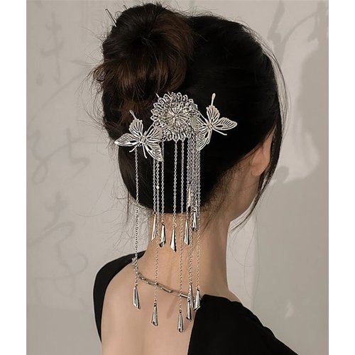 2Pcs Hair Sticks Hair Buns Accessories Chopstick Hairpin Vintage Hair Styling Chignon Pins for Women Girls (HC026-Butterfly)