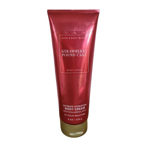 Bath and Body Works Strawberry Pound Cake Ultimate Hydration 24 Hour Body Cream 8 Ounce with Hyaluronic Acid