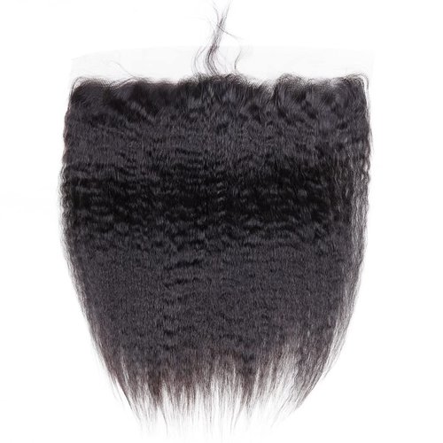 Odir 13x4 Lace Closure Frontal 180% Density Kinky Straight Brazilian Human Hair 16 Inch Unprocessed 9A Yaki Straight Virgin Hair 13x4 Ear to Ear Lace Frontal with Baby Hair Natural Color