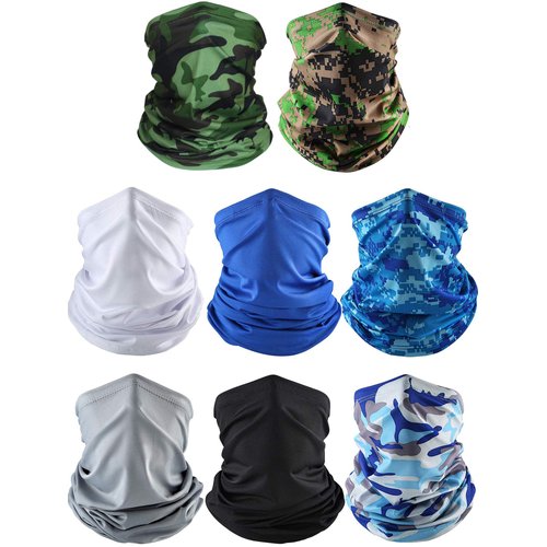 8 Pieces Neck Gaiter Mask Windproof Scarf UV Protection Balaclava Bandanas Breathable Outdoor for Men Women