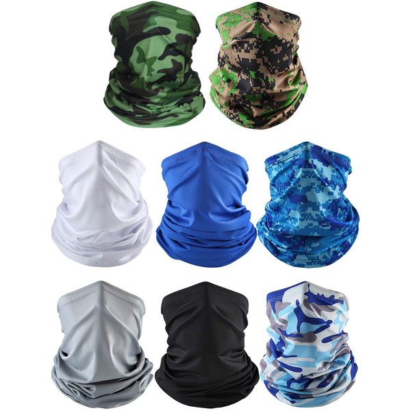 8 Pieces Neck Gaiter Mask Windproof Scarf UV Protection Balaclava Bandanas Breathable Outdoor for Men Women