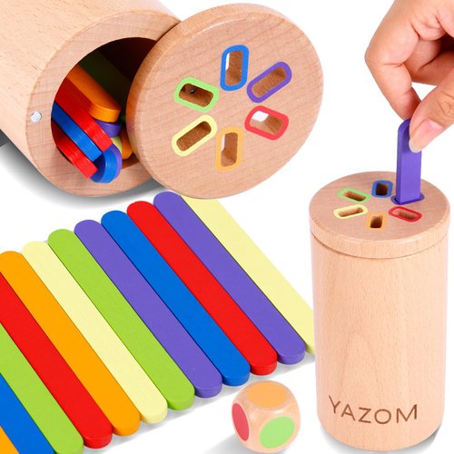 Montessori Toys for 1-3 Year Old - Christmas Birthday Gifts for 1 2 3 Year Old Girl Boy, Wooden Learning Color Sorting Toys Ages 1+, Fine Motor Skills Toys for Baby Toddlers