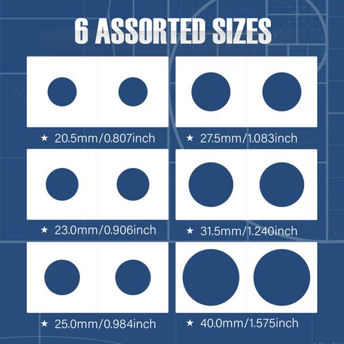 Boen 300PCS Coin Flips in 6 Sizes Cardboard Coin Holders for Colletors 2x2 inch Coin Cardboard Coin Flips for Coin Collection