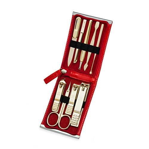Three Seven (777) Premium Quality Gift Travel Manicure Grooming Kit Nail Clipper Set (970R), MADE IN KOREA, SINCE 1975. (Gold)