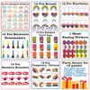 Leesgel 156pcs Art Rainbow Party Favors for Kids, Tie Dye Rainbow Birthday Party Supplies Decorations, Small Goodie Bag Stuffers for Kids with Brooch, Stickers, Whistle, Keychain, Tattoos