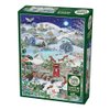 Cobble Hill 1000 Piece Puzzle - Village on a Winter Night - Sample Poster Included