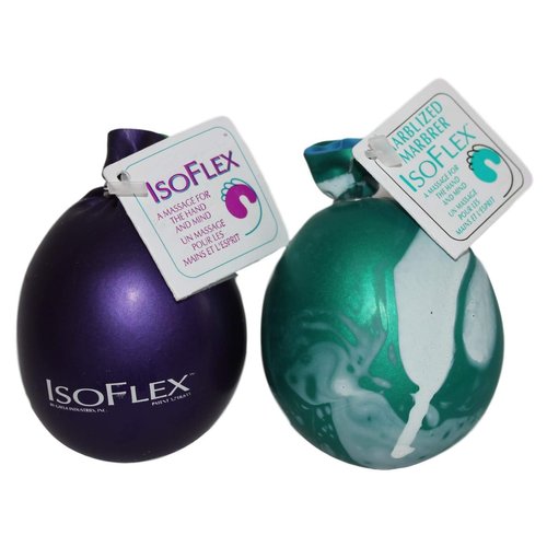 Isoflex Hand Therapy and Exercise Ball with an e-Book. 2 Pack - One Solid Color and One Marblized. Ideal for Stress Relief - Hand and Wrist Exercise for ADD/ADHD - for All Ages (Assorted Colors)
