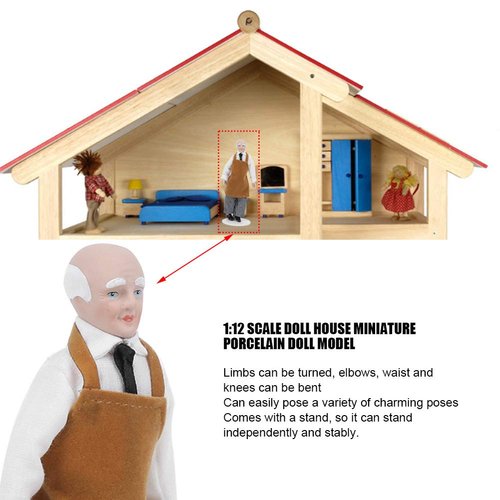 Dollhouse Dolls 1 12 Scale Miniature Porcelain Ceramic Doll People Model Ornament Chef Man Servant Dollhouse Accessories(#1)