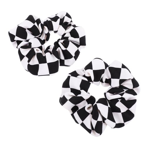 2 Pcs Black and White Checkered Hair Rope Hair Headbands Hair Ties Women Scrunchies Chessboard Pattern Hair Ribbons Scrunchies Ponytail Scrunchies Ponytail Holders Pu