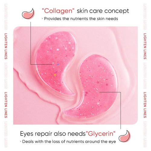 ULELA DIKML 60pcs/30pairs Rose Hyaluronic Acid Eye Masks,For Moisturizing Eye Patches, Firming Eye Skin, Smoothing Fine Lines, Starry Eye Masks, More Youthful 80g.