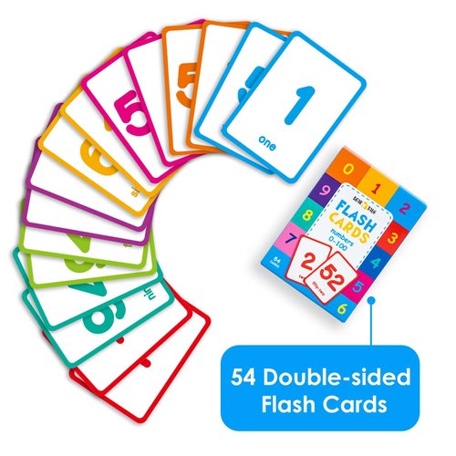 Bear Tale 54PCS Number Flash Cards for Toddlers 1-3, 2-4 Years, Double Sided Printed Numbers Flashcards 0-100 Kindergarten for Kids Babies Preschoolers, Learn Math Counting Educational Learning