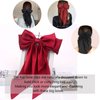 3PCS Hair Bows for Women, Oversized Long Tail White Hair Bow Clips, Silky Satin Hair Ribbons Ponytail Holder for Women Girls (Black, Red, Pink）