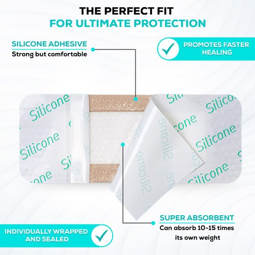 MedVanceTM Silicone - Bordered Silicone Adhesive Foam Dressing, 2"x5" (1.2"x3.4" pad) Box of 5 dressings